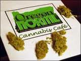 Flyer for the Oregon NORML Cannabis Cafe, with buds